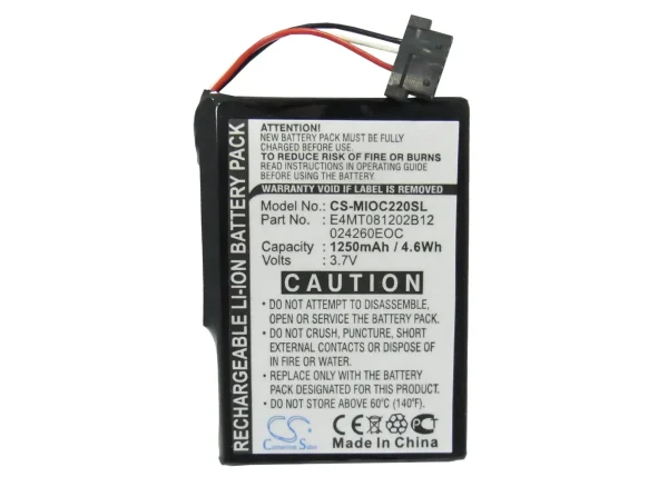 Pioneer AVIC-S1 Series Replacement Battery 1250mAh / 4.63Wh