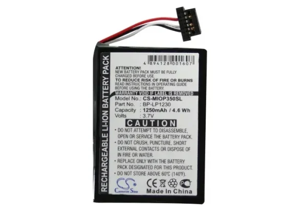 Navman Pin, Praktiker LooxMedia 6500 Series Replacement Battery 1250mAh / 4.63Wh