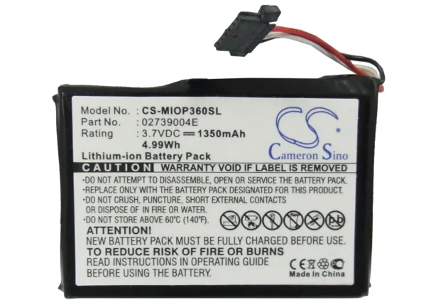 Mitac Mio P360, Mio P560, Mio P560t, Mio P565 Series Replacement Battery 1350mAh / 5.00Wh