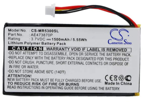 Magellan Maestro 5300, Maestro 5310, Maestro Elite 5340, Series Replacement Battery 1500mAh / 5.55Wh