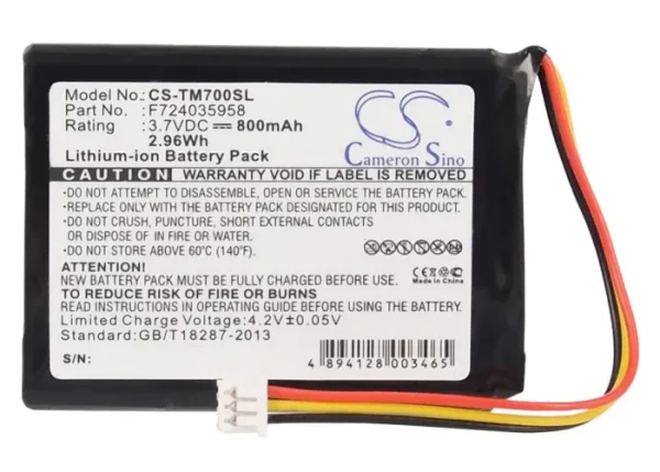 TomTom EDINBURGH, One 3rd, One XL, XL 325 Series Replacement Battery 800mAh / 2.96Wh