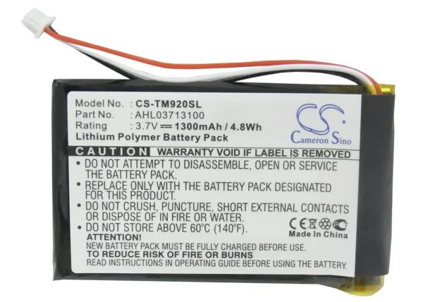 TomTom 340S LIVE XL, Go 920, Go 920T, Go XL330 Series Replacement Battery 1300mAh / 4.81Wh