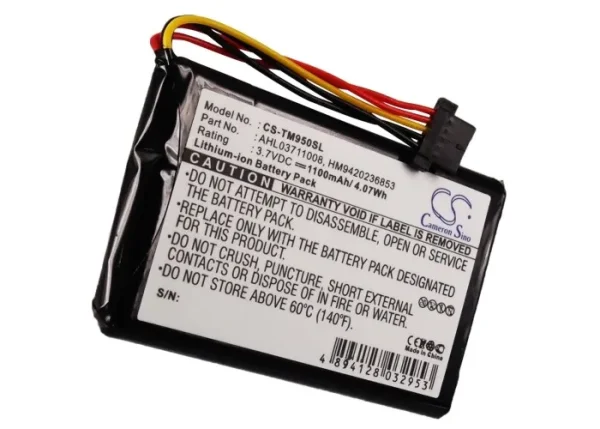 TomTom 4CP9.002.00, 8CP9.011.10, Go 950, Go 950 Live Series Replacement Battery 1100mAh / 4.07Wh