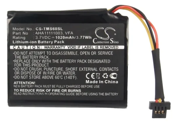 TomTom 4EN6.001.02, 4EN62, 4EN62. 4EN6.001.02, Start 60 Series Replacement Battery 1020mAh / 3.77Wh