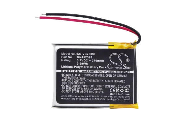 Voice Caddie VC200, VC200 Voice Series Replacement Battery 270mAh / 0.99Wh